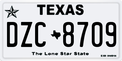 TX license plate DZC8709