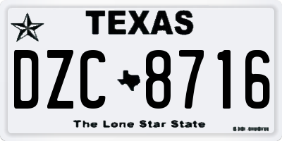 TX license plate DZC8716