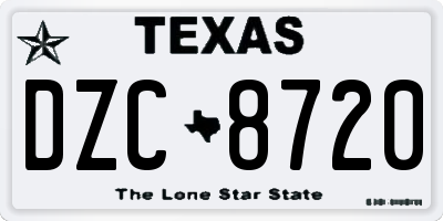 TX license plate DZC8720
