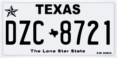 TX license plate DZC8721
