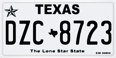 TX license plate DZC8723
