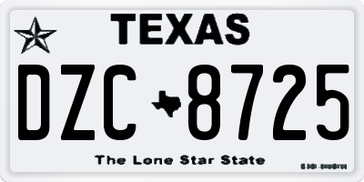 TX license plate DZC8725