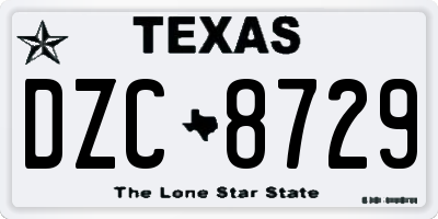 TX license plate DZC8729