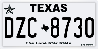 TX license plate DZC8730