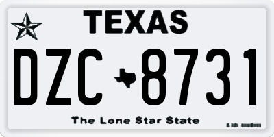 TX license plate DZC8731