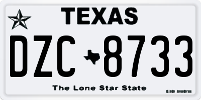 TX license plate DZC8733