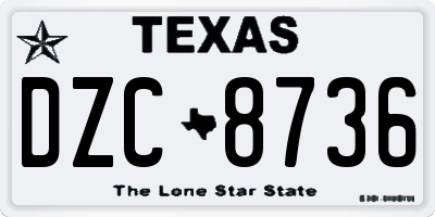 TX license plate DZC8736