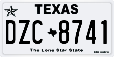 TX license plate DZC8741