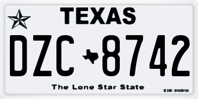 TX license plate DZC8742