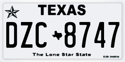TX license plate DZC8747