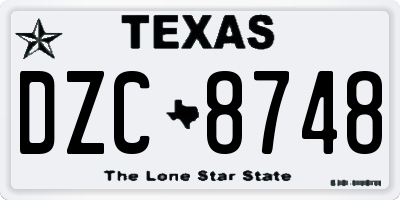 TX license plate DZC8748
