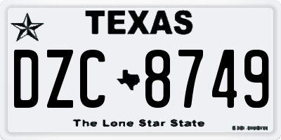 TX license plate DZC8749