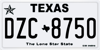 TX license plate DZC8750