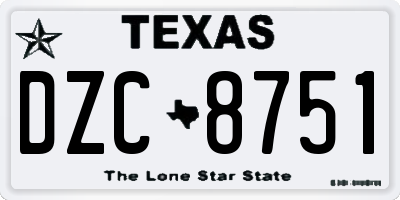 TX license plate DZC8751