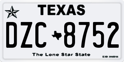 TX license plate DZC8752