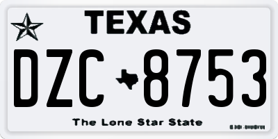 TX license plate DZC8753