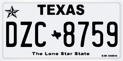 TX license plate DZC8759