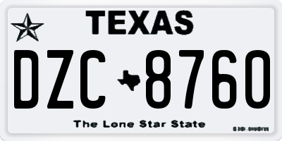 TX license plate DZC8760