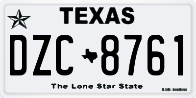 TX license plate DZC8761