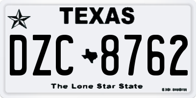 TX license plate DZC8762