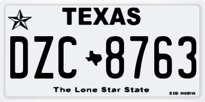 TX license plate DZC8763