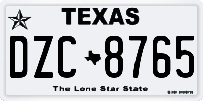 TX license plate DZC8765