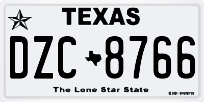 TX license plate DZC8766