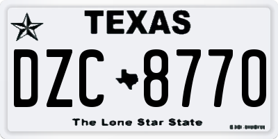 TX license plate DZC8770