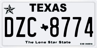TX license plate DZC8774
