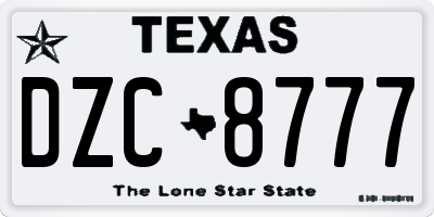 TX license plate DZC8777