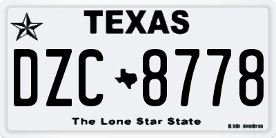 TX license plate DZC8778