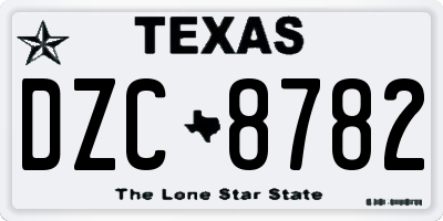 TX license plate DZC8782