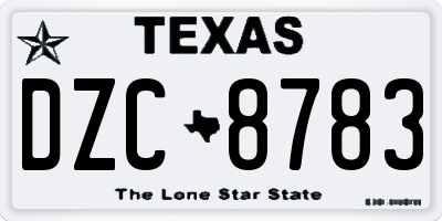 TX license plate DZC8783