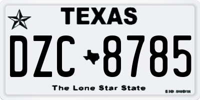 TX license plate DZC8785