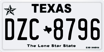 TX license plate DZC8796