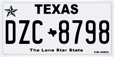 TX license plate DZC8798