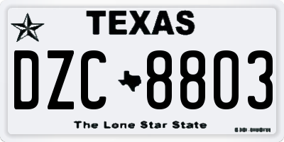 TX license plate DZC8803