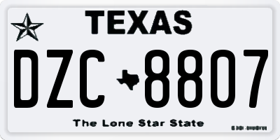 TX license plate DZC8807
