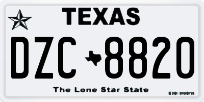 TX license plate DZC8820