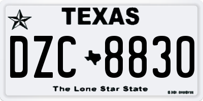 TX license plate DZC8830