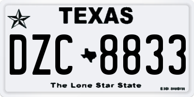 TX license plate DZC8833