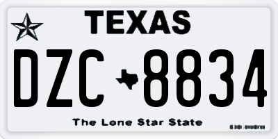 TX license plate DZC8834