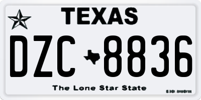 TX license plate DZC8836