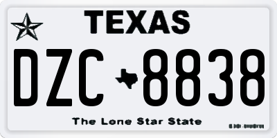 TX license plate DZC8838