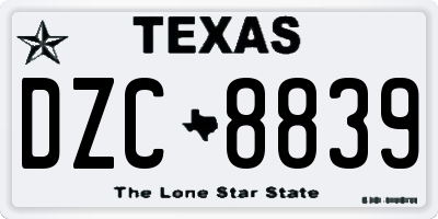 TX license plate DZC8839