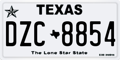TX license plate DZC8854
