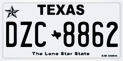 TX license plate DZC8862