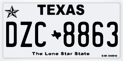 TX license plate DZC8863