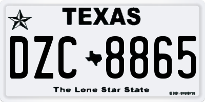 TX license plate DZC8865
