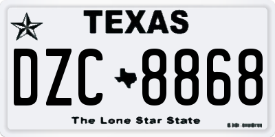 TX license plate DZC8868